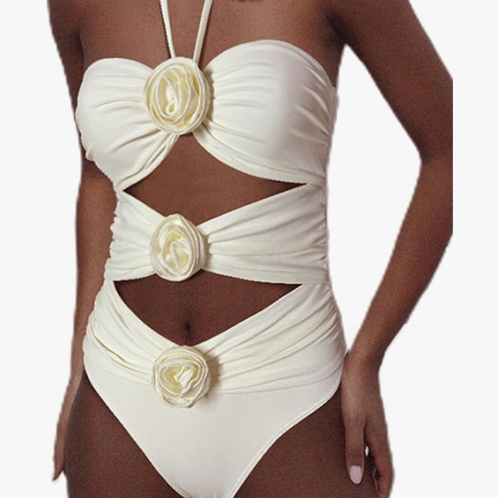 One Piece White Roses Swimsuit